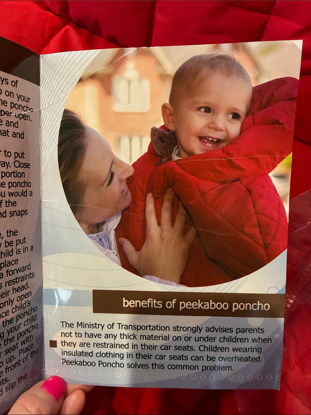 Peekaboo Poncho Red Quilted Jacket/car seat cover/shopping cart liner NWT - Picture 7 of 11